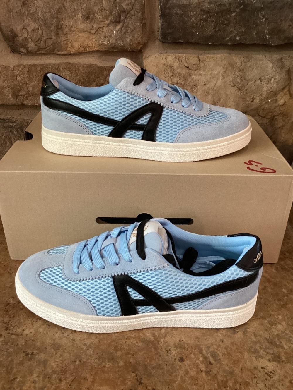 Aldo Club Trainer 450 Mens Sneaker Shoes 7 Light Blue Black Lace New In Box